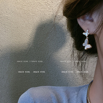 Fairy Treasure Shell Butterfly Earrings 2021 New Tide Earrings Female 925 Silver Needle Small Senior Sense