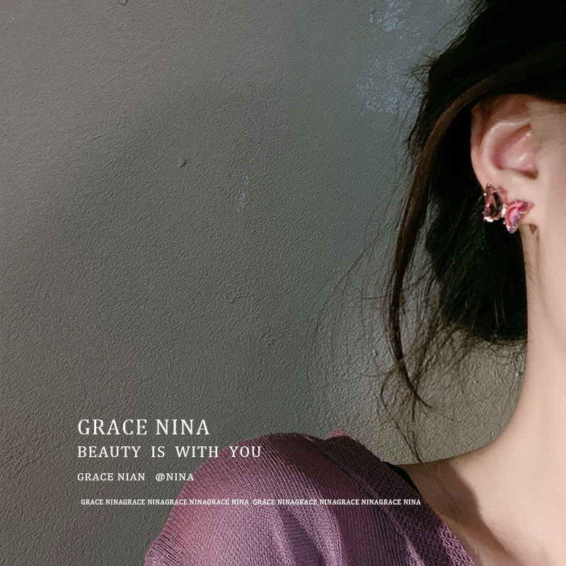 清透气质水晶蝴蝶耳钉2022年新款耳环详情7