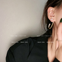  C-shaped earrings two-wearing pearl wild European and American cold wind earrings 2021 new trend high-end temperament women