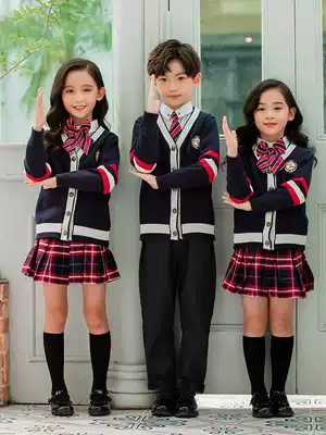 Autumn British style chorus class uniform Primary school school uniform cardigan suit Kindergarten garden uniform Graduation photo Children's sweater