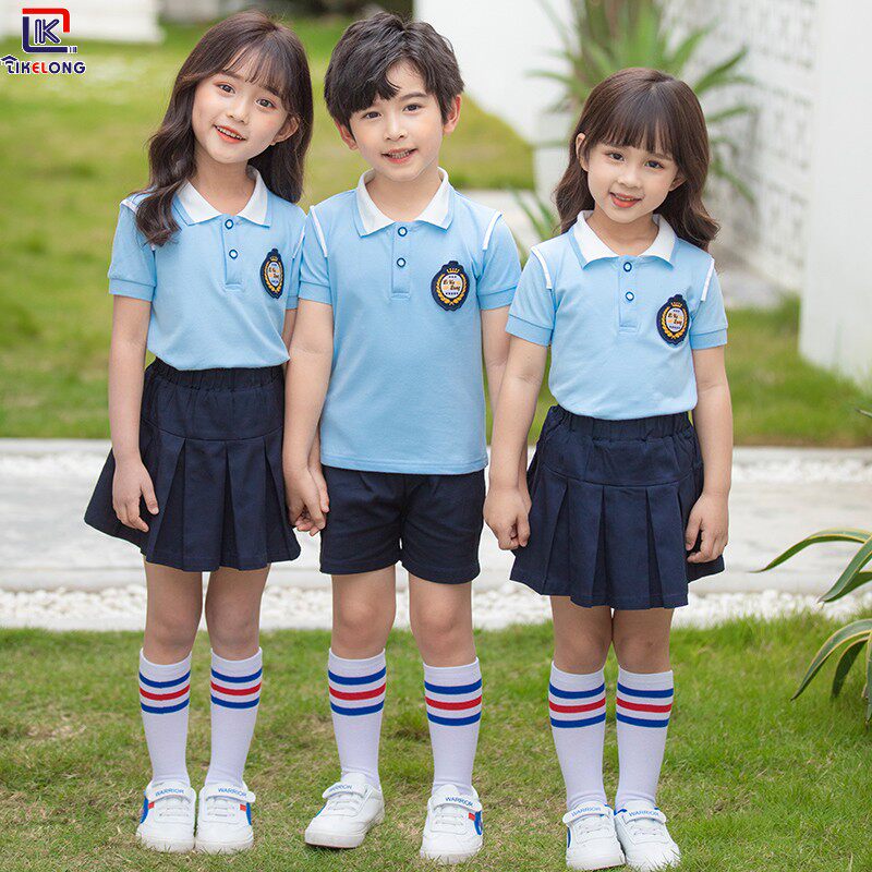 School Uniform Suit Elementary School Students College Wind summer class Custom T-shirt Children summer clothes kindergarten Garden uniforms Inn Wind