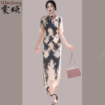 Fa-style light and luxurious name Yuanyan style dress 2022 summer dress new pop dress Temperament High-end Lace Long Dress