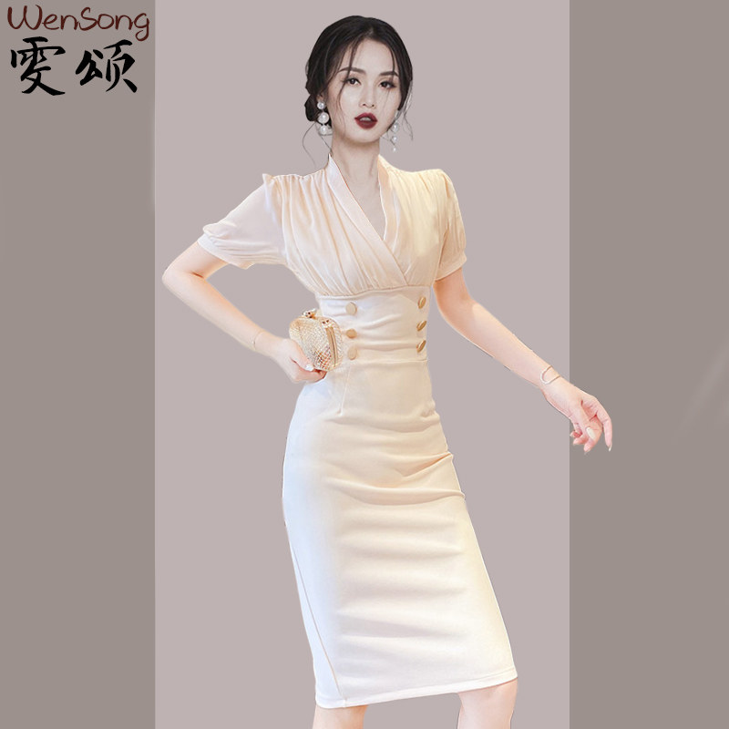 Summer temperament high-end chiffon dress women's 2022 summer new skirt women's body slimming skirt
