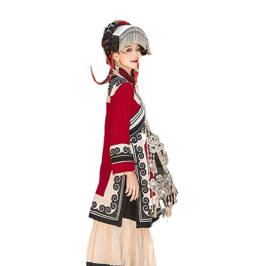 Yi Ethnic Clothing, Ethnic Style Suit, New Style, Minority Miao and Hui Girls' Travel Photography, Red Dance Costume, Retro
