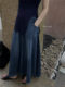 High-end, elegant, high-waisted denim blue, retro-style lazy half-length skirt, niche design, tasseled raw edge skirt