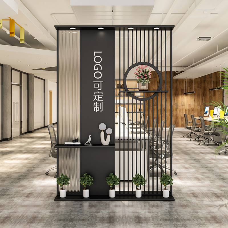 Modern Iron Partition Office Changhong Glass Screen Simple Mobile Background Image Wall Company Front Desk Bezel