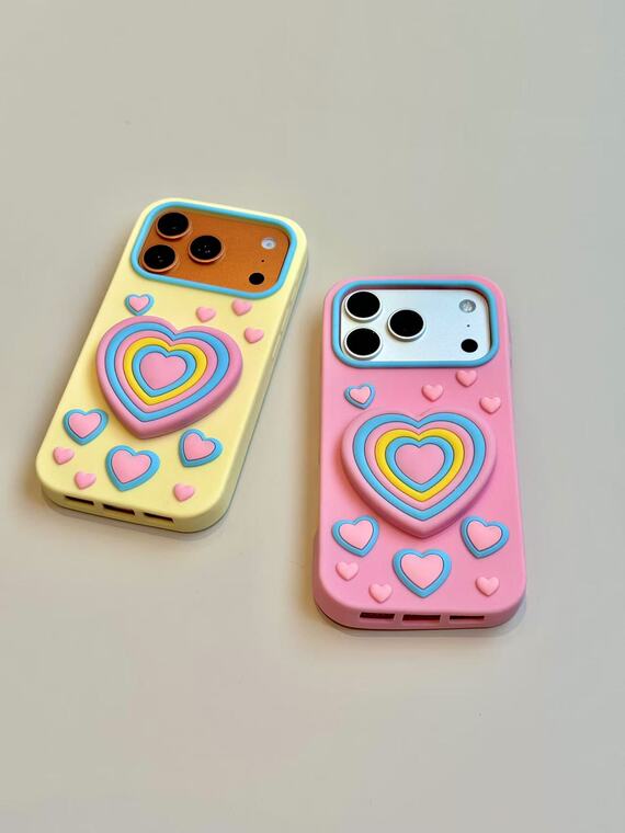 Layered Hearts Pastel Palette Stand Flip iPhone Case