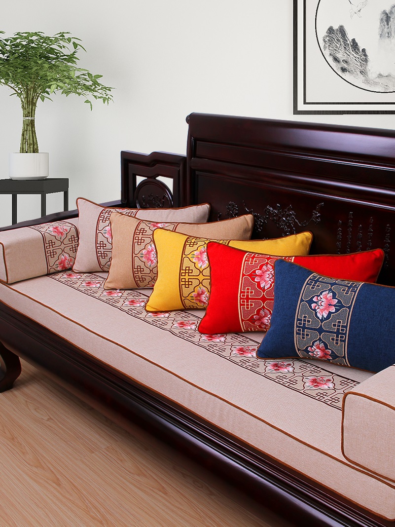 Custom embroidery Chinese mahogany coconut palm sofa cushion hard cushion latex palm cushion inner core sponge cushion chair cushion