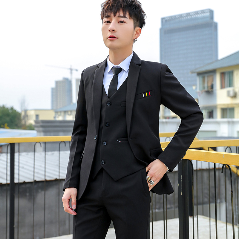 Suit suit Men's spring and autumn jacket Korean slim small suit Business casual formal dress Groom wedding dress