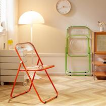 Transparent folding chair acrylic dining chair Internet celebrity milk tea shop leisure chair clothing store photo chair makeup stool