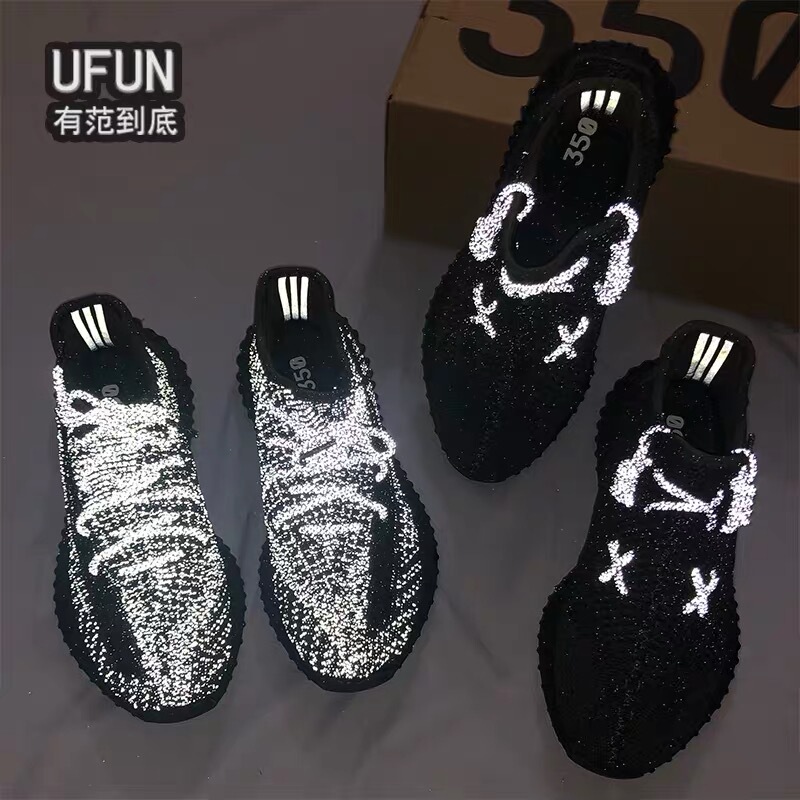 Putian Authentic Yeezy 350V2 Black Black Angel Black Starry Sky Men's and Women's Breathable Mesh Sneakers Trendy Shoes