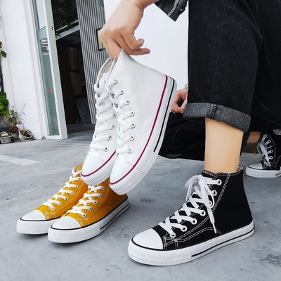 男潮鞋春季新款港风ins高帮帆布鞋