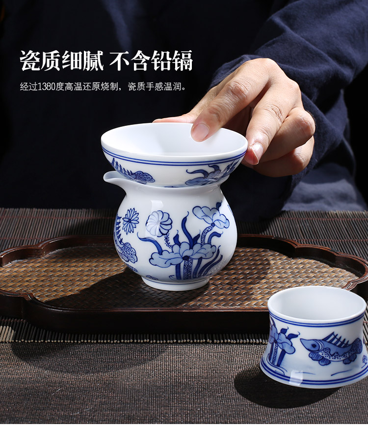 Jingdezhen up the fire which hand - made) tea strainer screen of blue and white porcelain tea restoring ancient ways filter tea accessories