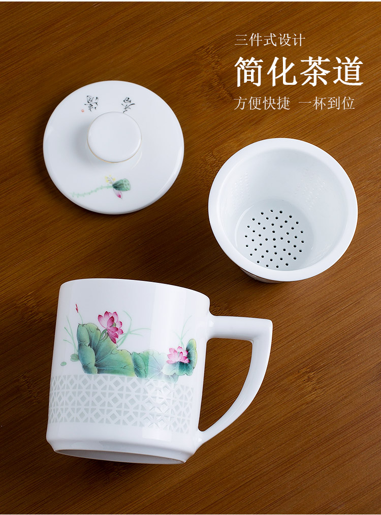 Jingdezhen up the fire which hand - made home office cup with cover and exquisite ceramic tea cups filter mugs