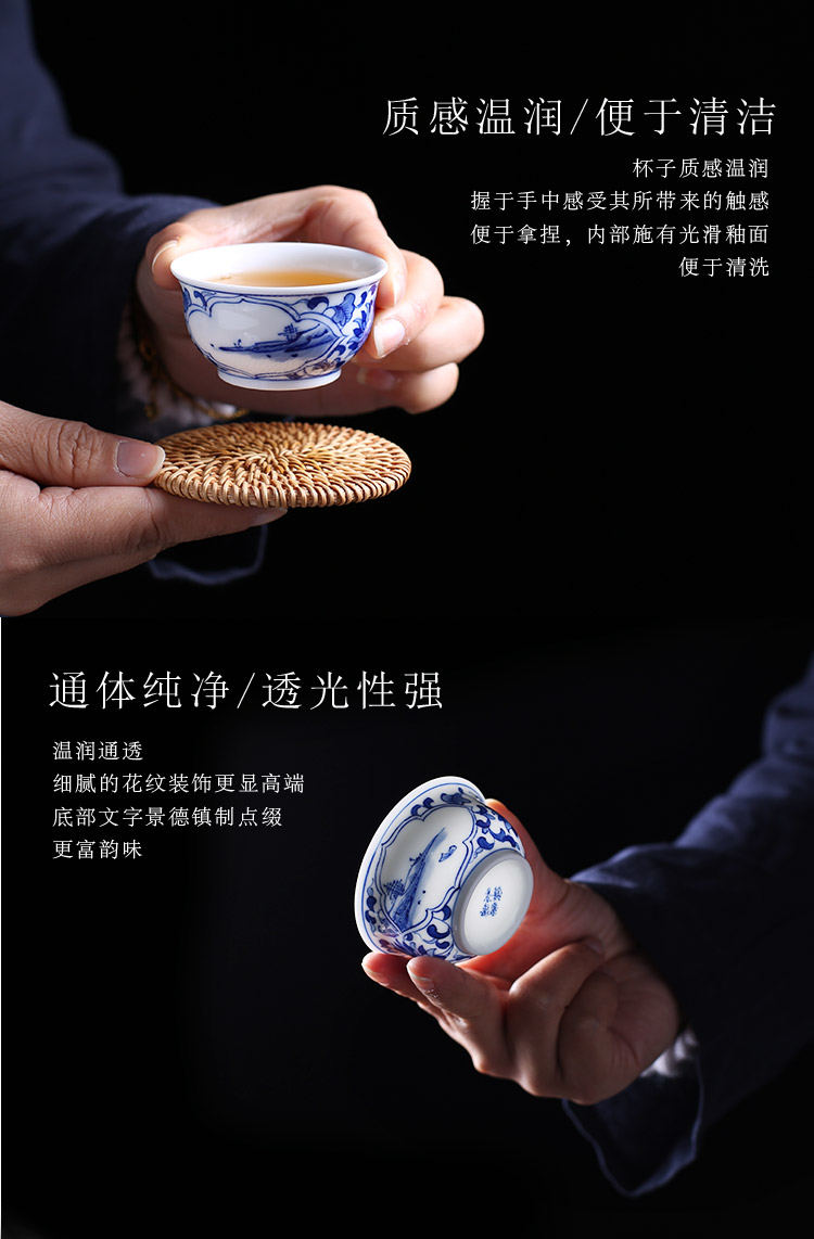 Jingdezhen up the fire which high - grade ceramic kung fu tea set hand - made tureen of blue and white porcelain of a complete set of gift boxes