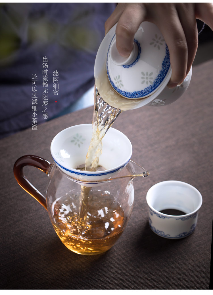 The porcelain up fire filter) is hand - made ceramic contracted exquisite blue and white porcelain tea tea tea accessories