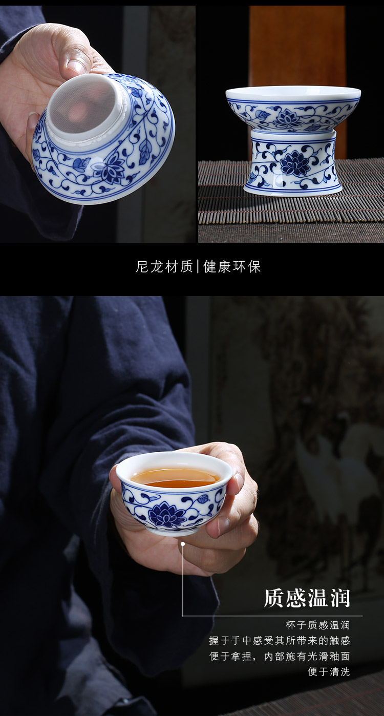 Jingdezhen up fire ceramic kung fu tea set household which is hand - made cup lid of blue and white porcelain bowl