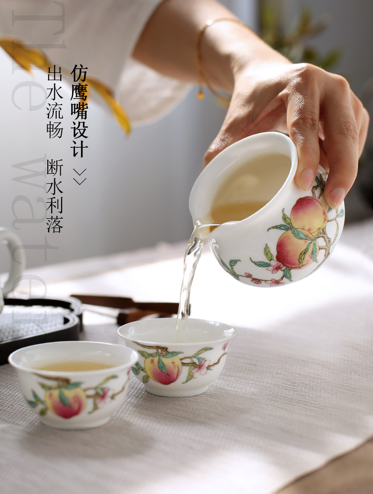 The porcelain up fire hand - made pastel peach justice cup and a cup of tea sea jingdezhen ceramic tea ware domestic individual