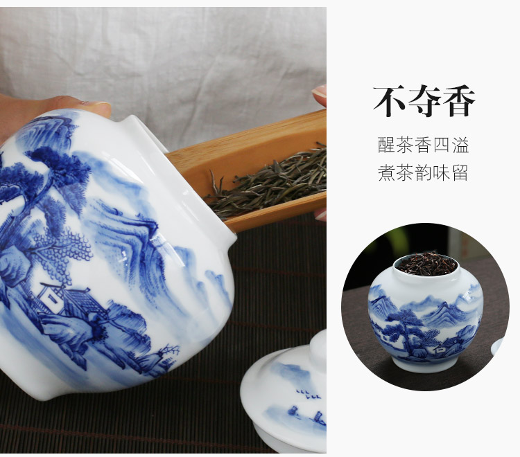 Jingdezhen up the fire which hand - made scenery of blue and white porcelain tea pot large general ceramic pot seal