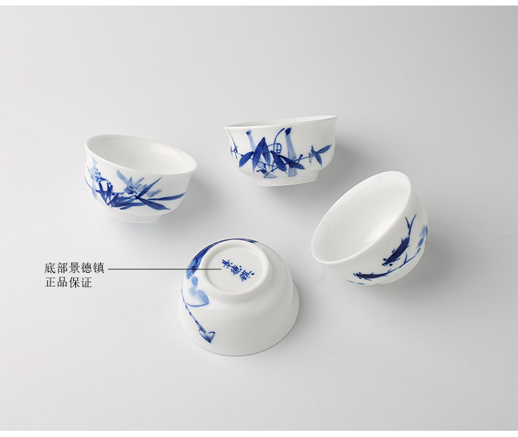 Jingdezhen hand - made sample tea cup of blue and white porcelain ceramic tea a single, small single master kung fu tea cups