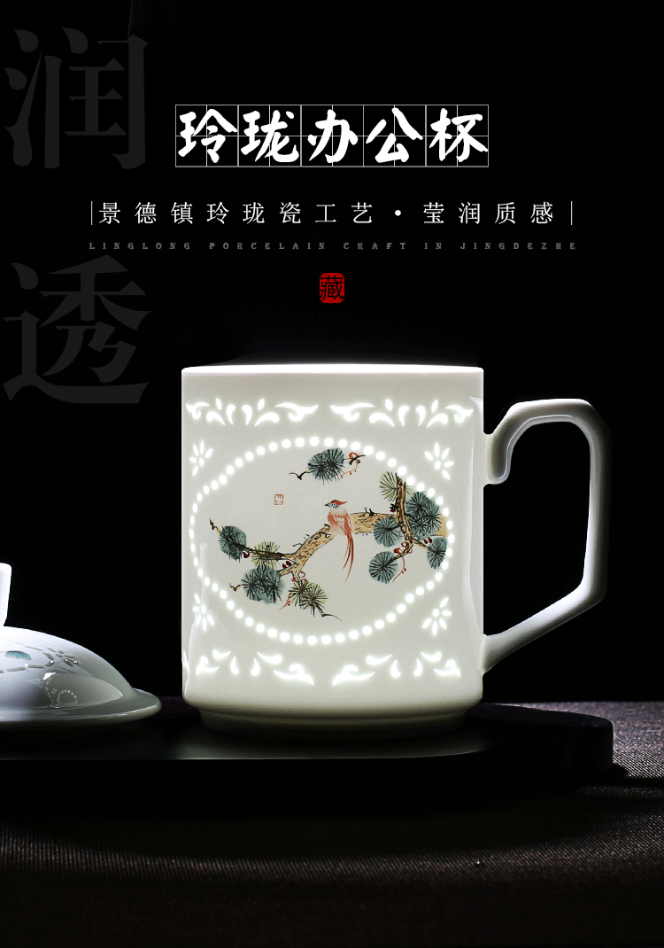 Jingdezhen office and exquisite blue and white porcelain cup business of household of Chinese style hand draw a single flap of make tea cup"