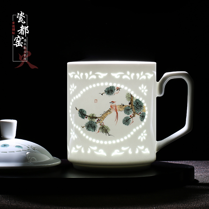 Jingdezhen office and exquisite blue and white porcelain cup business of household of Chinese style hand draw a single flap of make tea cup"