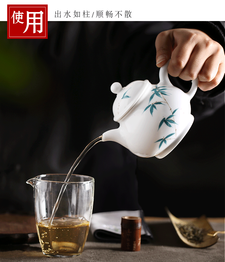 Jingdezhen up the fire which hand - made ceramic teapot single pot of contracted kung fu tea set white porcelain Chinese style household