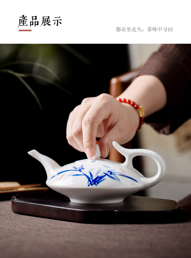 Jingdezhen up the fire which is blue and white porcelain teapot teacup kung fu suit six hand - made ceramic tea set office