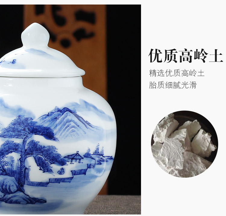 Jingdezhen up the fire which hand - made scenery of blue and white porcelain tea pot large general ceramic pot seal