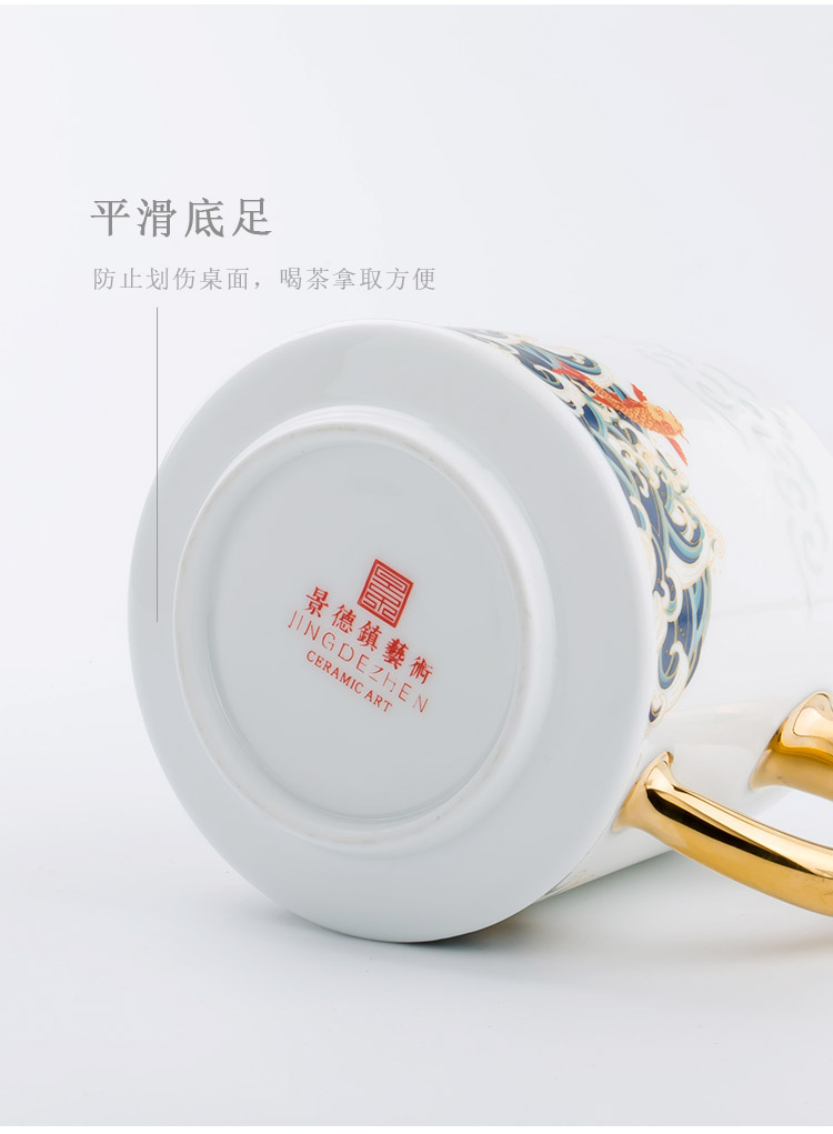 Jingdezhen up the fire which jade porcelain tea cups large capacity filter ceramic office mark cup cup with cover