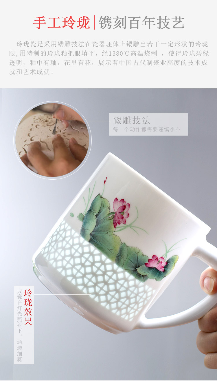 Jingdezhen up the fire which hand - made home office cup with cover and exquisite ceramic tea cups filter mugs