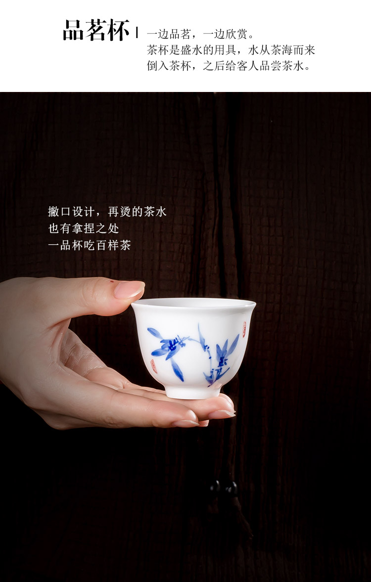 Jingdezhen up the fire which is blue and white porcelain teapot teacup kung fu suit six hand - made ceramic tea set office