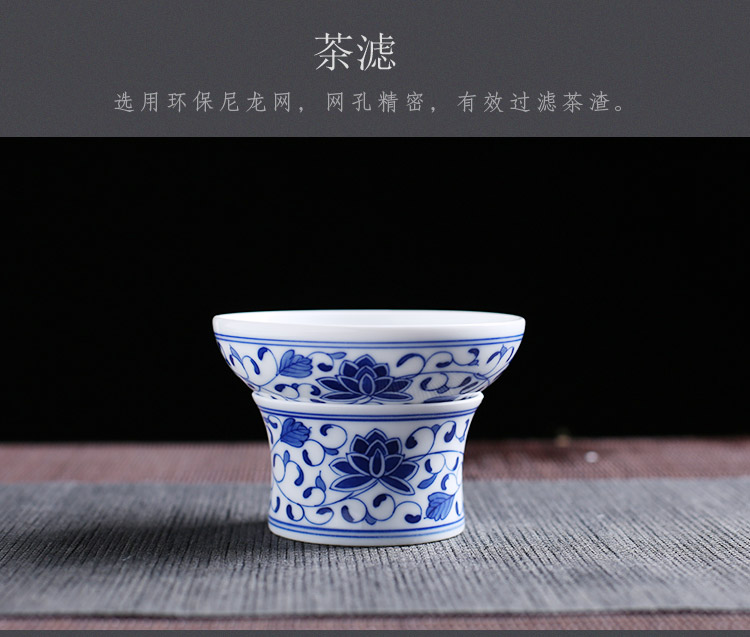 Jingdezhen up the fire which high - grade ceramic kung fu tea set hand - made tureen of blue and white porcelain of a complete set of gift boxes