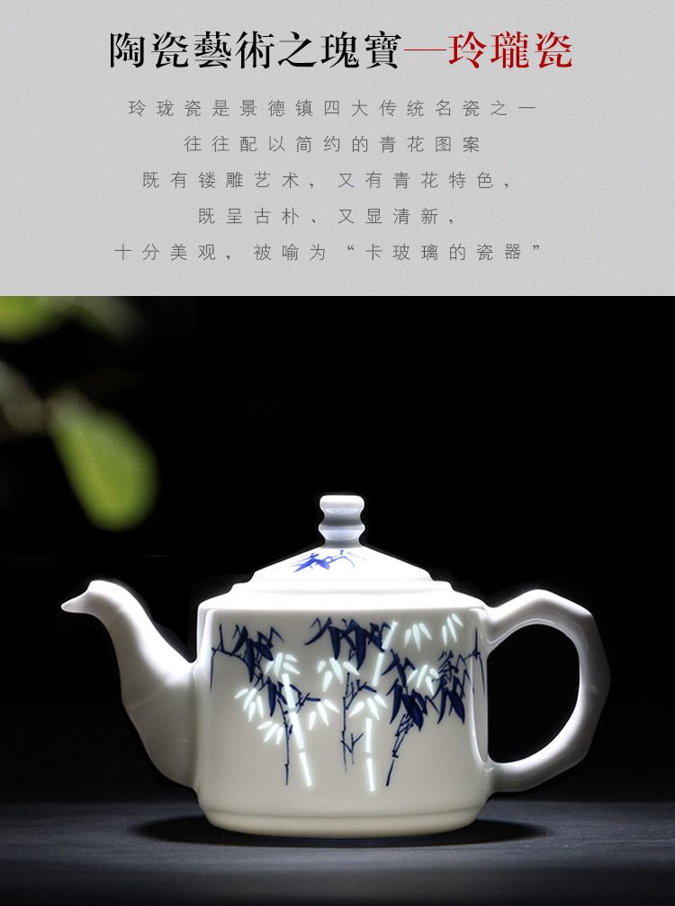 High - grade kung fu tea set ceramic teapot household jingdezhen blue and white exquisite Chinese teacups hand - made tea set