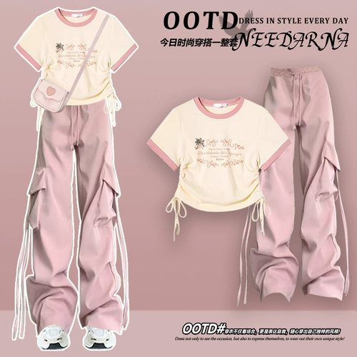 Летняя дофаминовая ниша не -коллизионные брюки работников горячей девушки установили женские ученики старших классов Tide Summer Play с целым набором