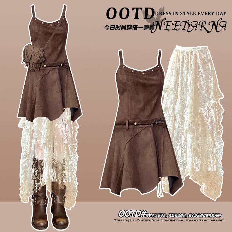 Western Sichuan Xinjiang Travel Melard Style Spaghetti Strap Dress Women's Summer Bohemian Wasteland Style Suit Dress