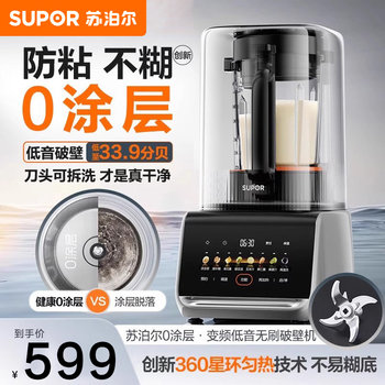 Supor Blender for Home Use, 0 Coating, Quiet, Removable and Washable, No Filter, Noise Reduction, Multifunctional Smart Food Processor