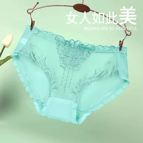 Нижнее белье, сексуальные кружевные летние тонкие штаны, популярно в интернете, с вышивкой