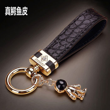 Car Keychain for Men, High-End Car Key Pendant, Crocodile Leather Key Chain, Personalized, Simple, Exquisite, Trendy for Women
