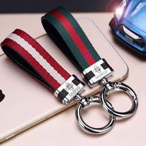 Car key button male and female personality creative trend genuine leather upscale key pendant Korea cute couple key chain