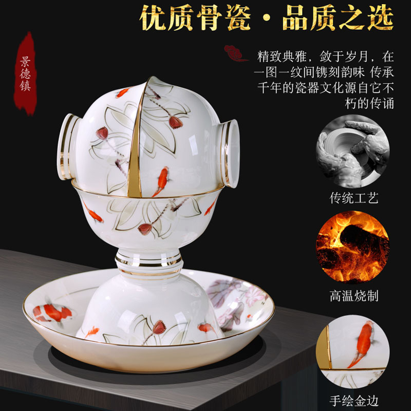 Jingdezhen ceramics bowl plates spoon suit household ipads porcelain tableware housewarming gift porcelain bowl deep dish plate