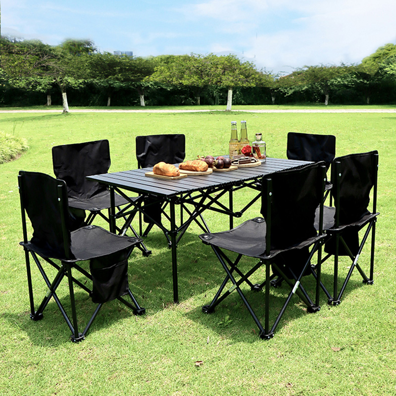 Portable folding table chair outdoor aluminum alloy barbecue picnic camping camping camping outdoor courtyard self-driving table and chair