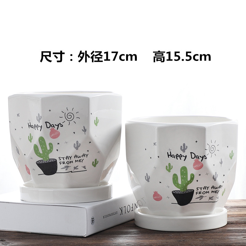 Nordic ceramic flower POTS with tray was special large indoor household bracketplant other wholesale creative move, fleshy