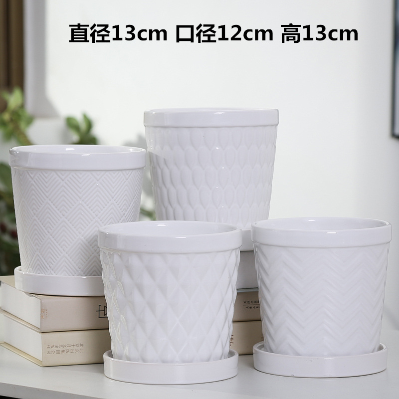 Boreal Europe style flowerpot contracted white ceramic creative move large flower pot tray other special offer a clearance, fleshy