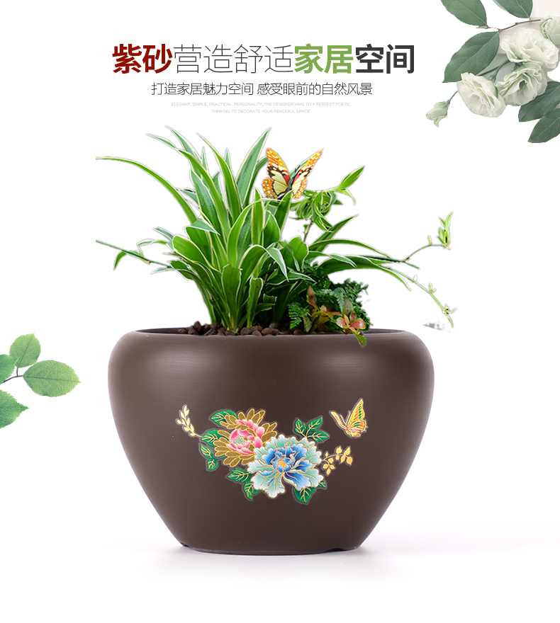 Flowerpot ceramic three times of the creative move purple small clearance sale household money plant orchid fleshy flower pot