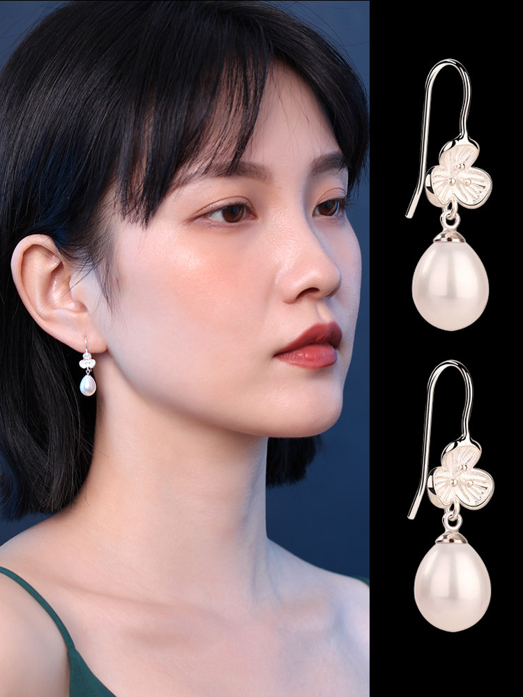 Freshwater Real Pearl Earrings 925 Pure Silver Mesh Red Temperament Fashion Refined 2022 New 100 Hitch Ornament