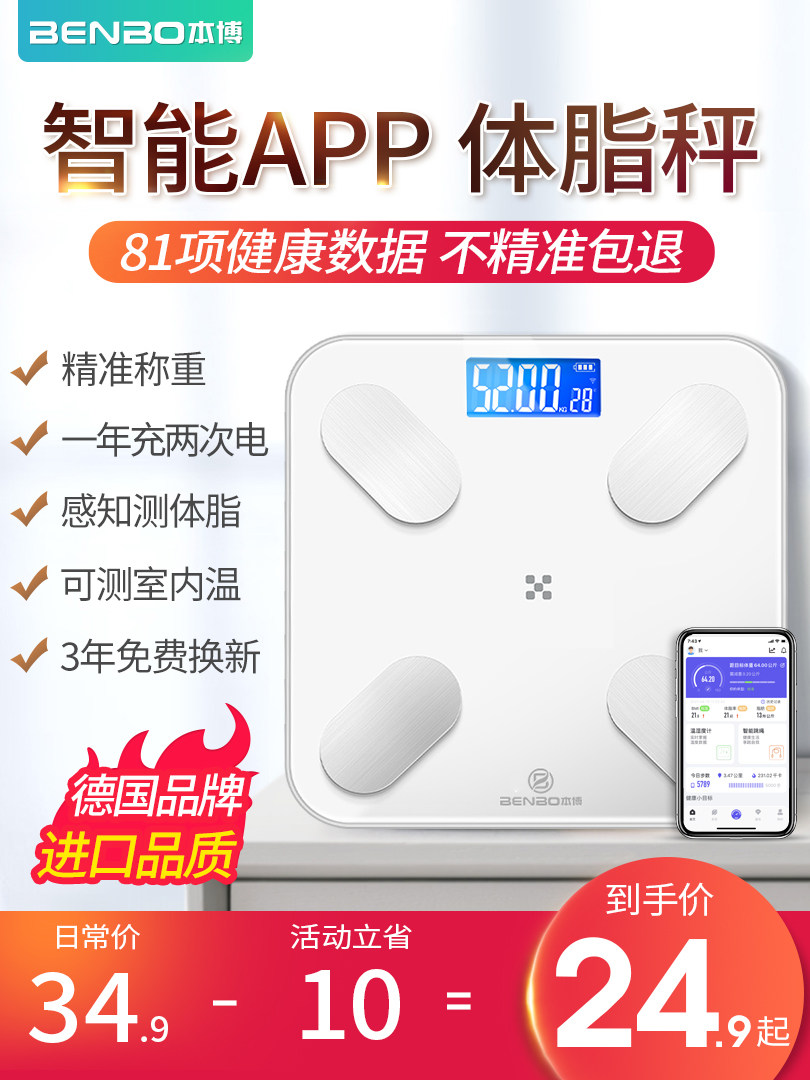 Electronic scale Weight meter Household accurate and durable charging amount Human body intelligent fat measurement Body fat small weighing