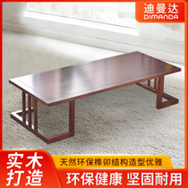 New Chinese style solid wood tatami tea table living room Zen long table floor table Kang table Japanese balcony bay window table low tea table