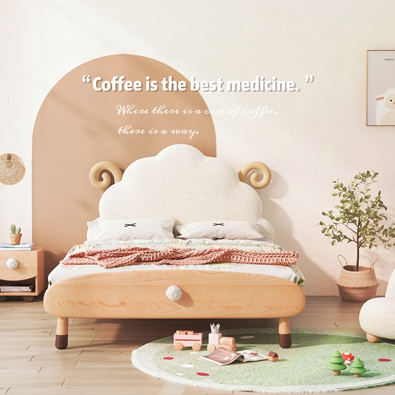 Babbler mother bed drag bed solid wood children bed net red princess bed girl boy girl girl stretch cloud bed pull