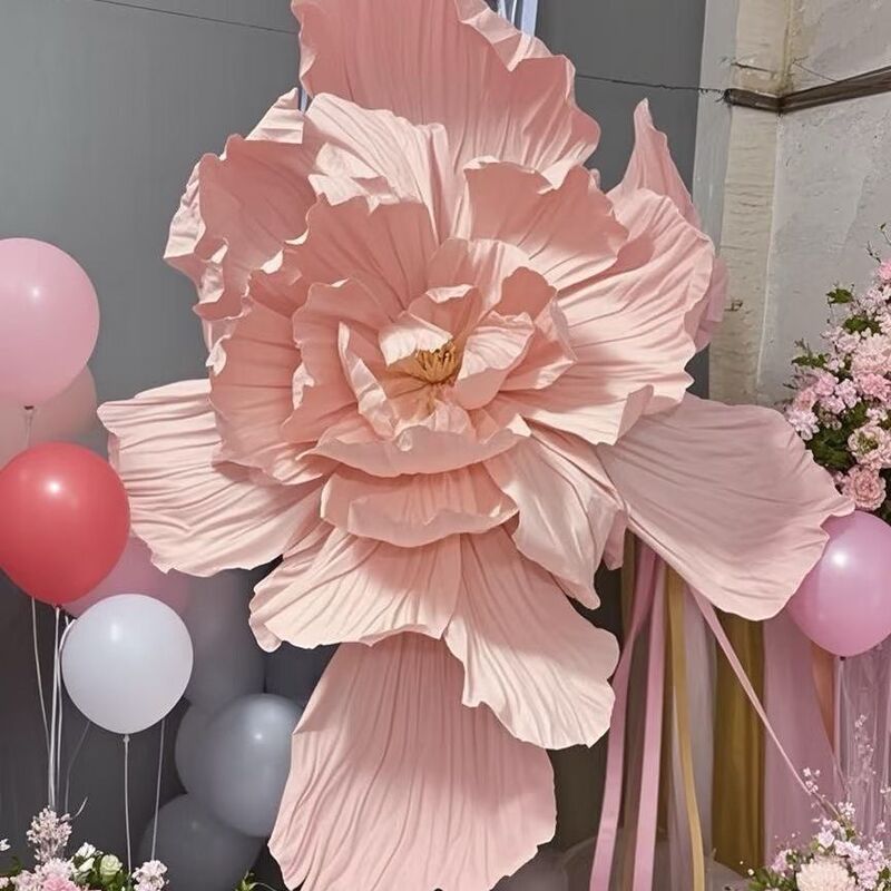 Wedding Large-Scale Wedding Celebration Giant Paper Art Flowers Handmade Paper Flowers Beautiful Sculpted Flowers Pleated Paper Art Background Decoration Window Display